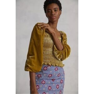 Anthropologie Velvet Smocked Top – XS